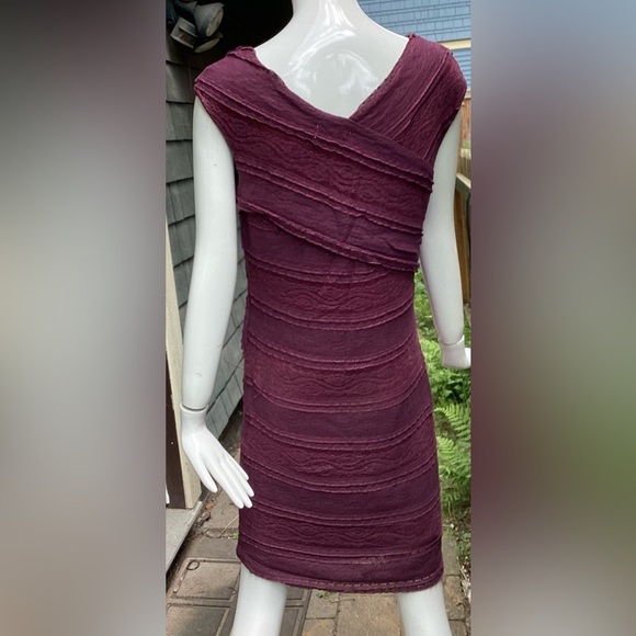 Hem And Thread Lacey Fitted Dress, Plum Colour, Cotton Blend, Lg - Picture 2 of 10